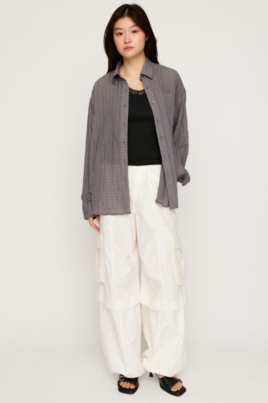 【1BUY5％OFF】SHEER OVER シャツ GRY FREE