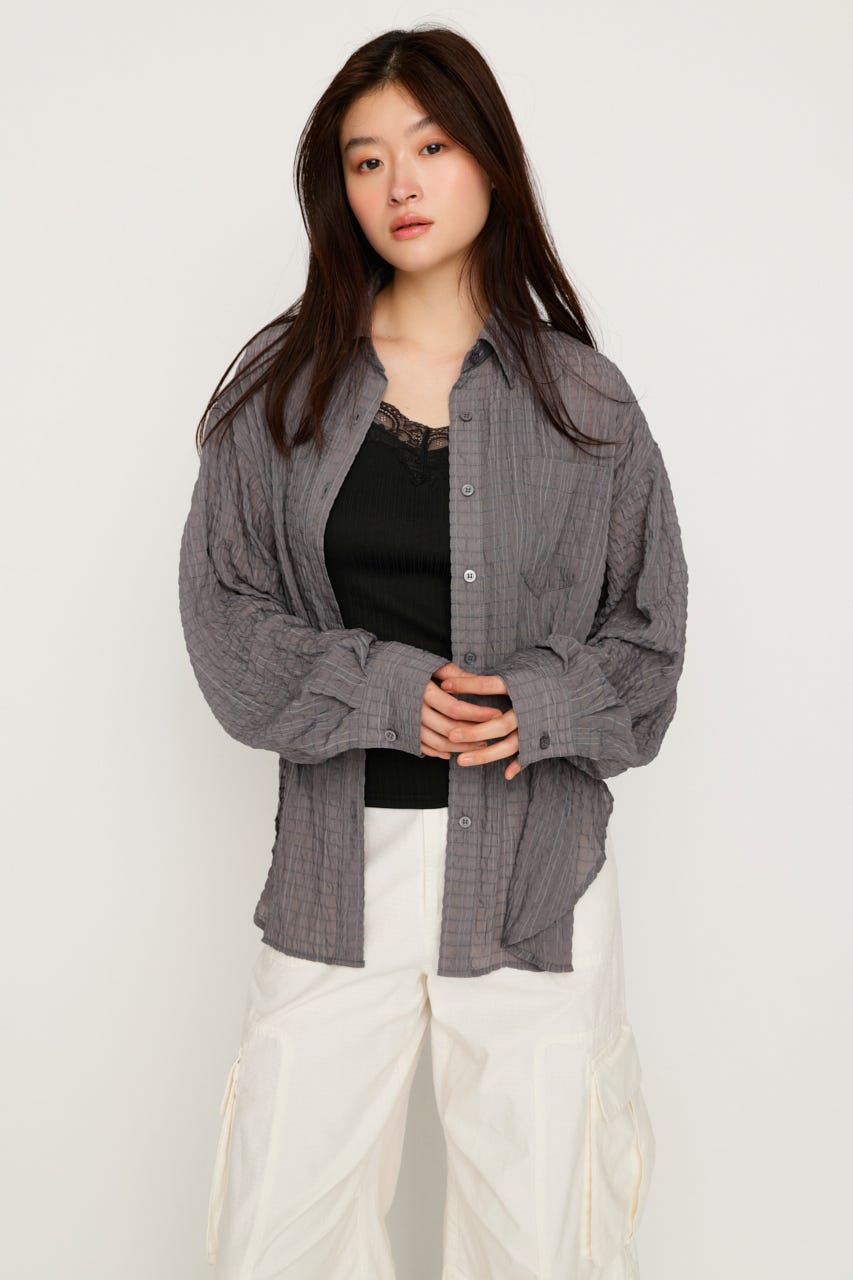 【1BUY5％OFF】SHEER OVER シャツ GRY FREE