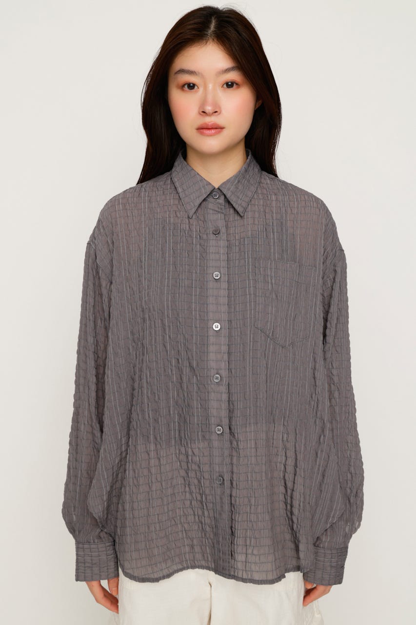 【1BUY5％OFF】SHEER OVER シャツ GRY FREE