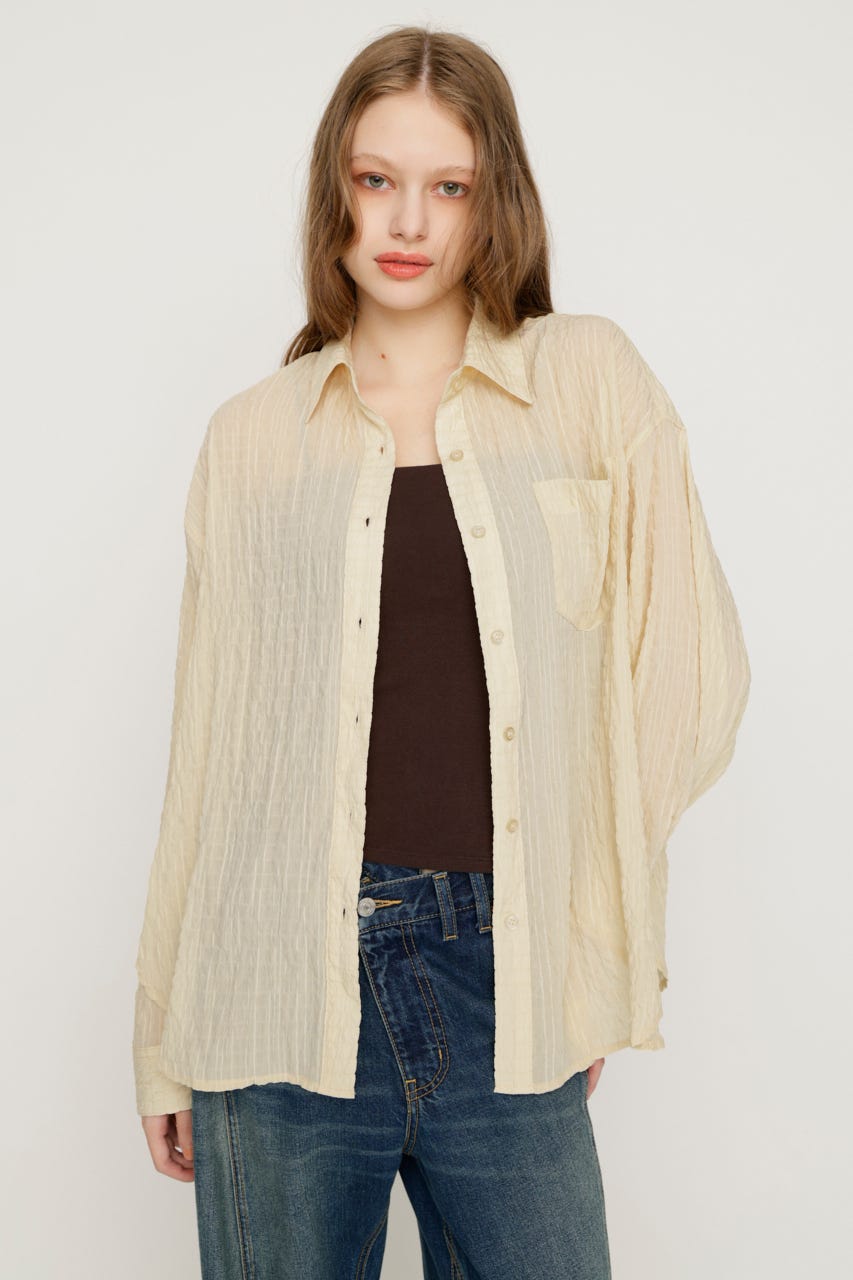 【1BUY5％OFF】SHEER OVER シャツ IVOY FREE