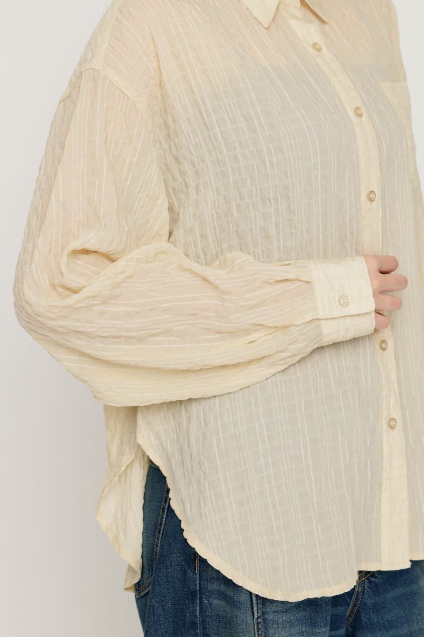 【1BUY5％OFF】SHEER OVER シャツ IVOY FREE
