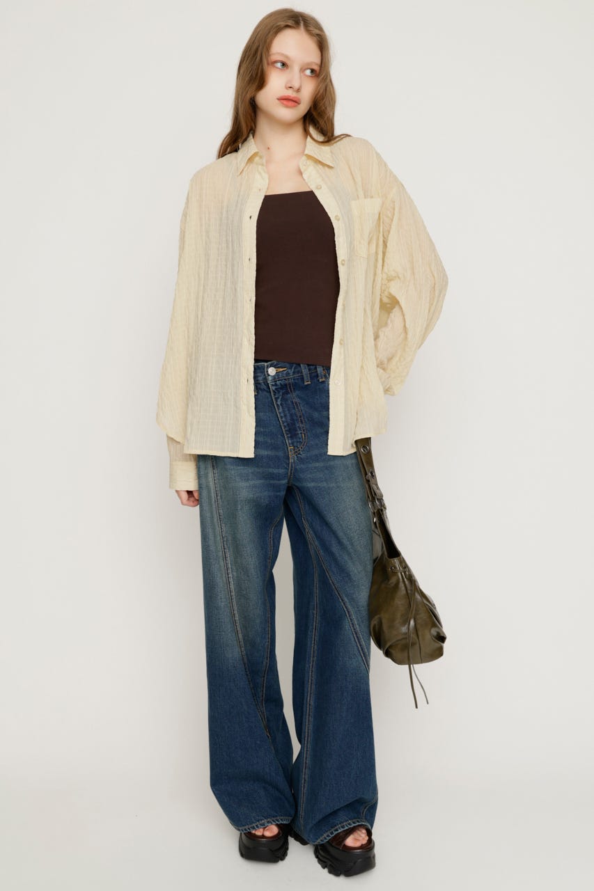 【1BUY5％OFF】SHEER OVER シャツ IVOY FREE