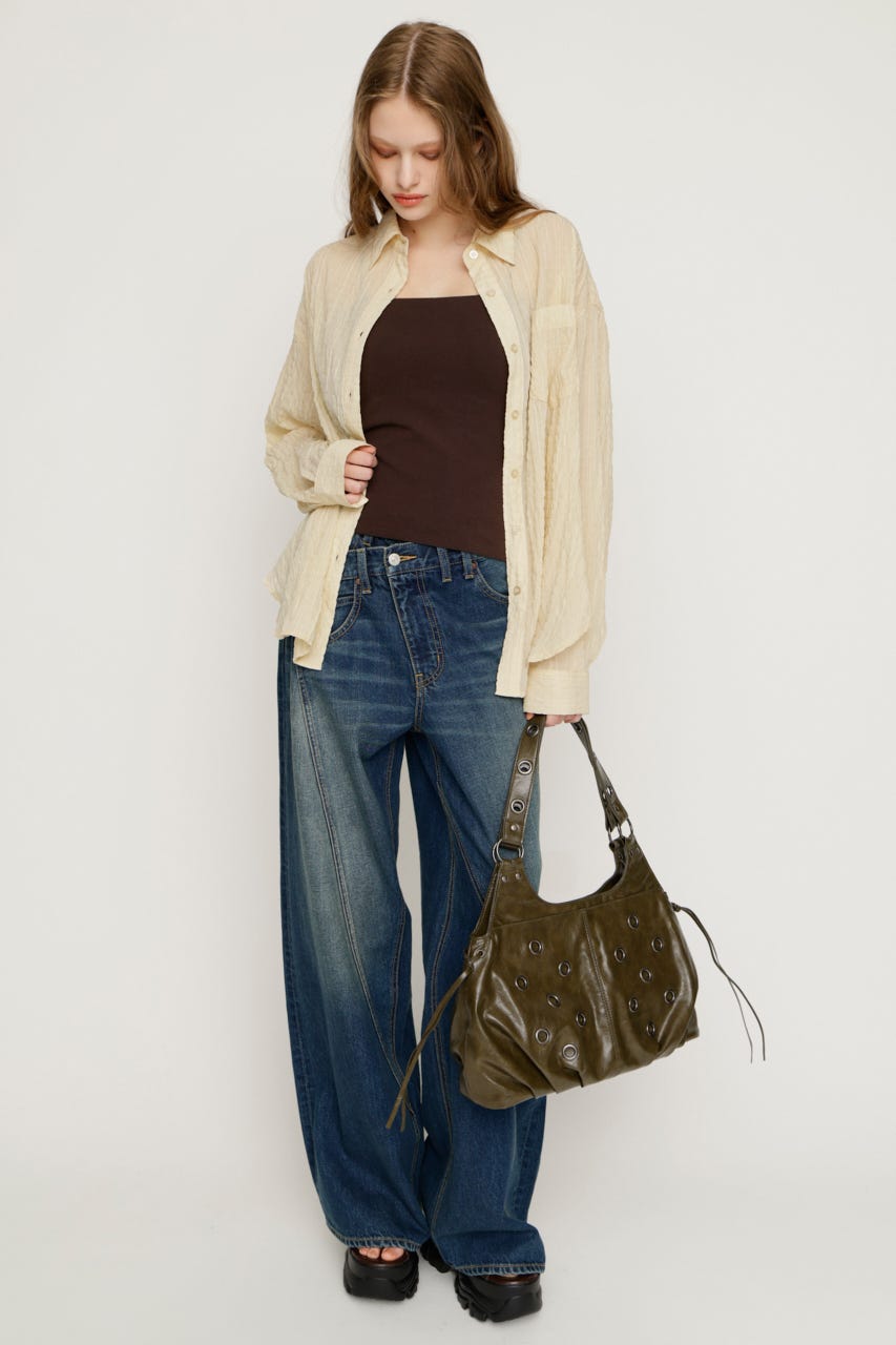 【1BUY5％OFF】SHEER OVER シャツ IVOY FREE
