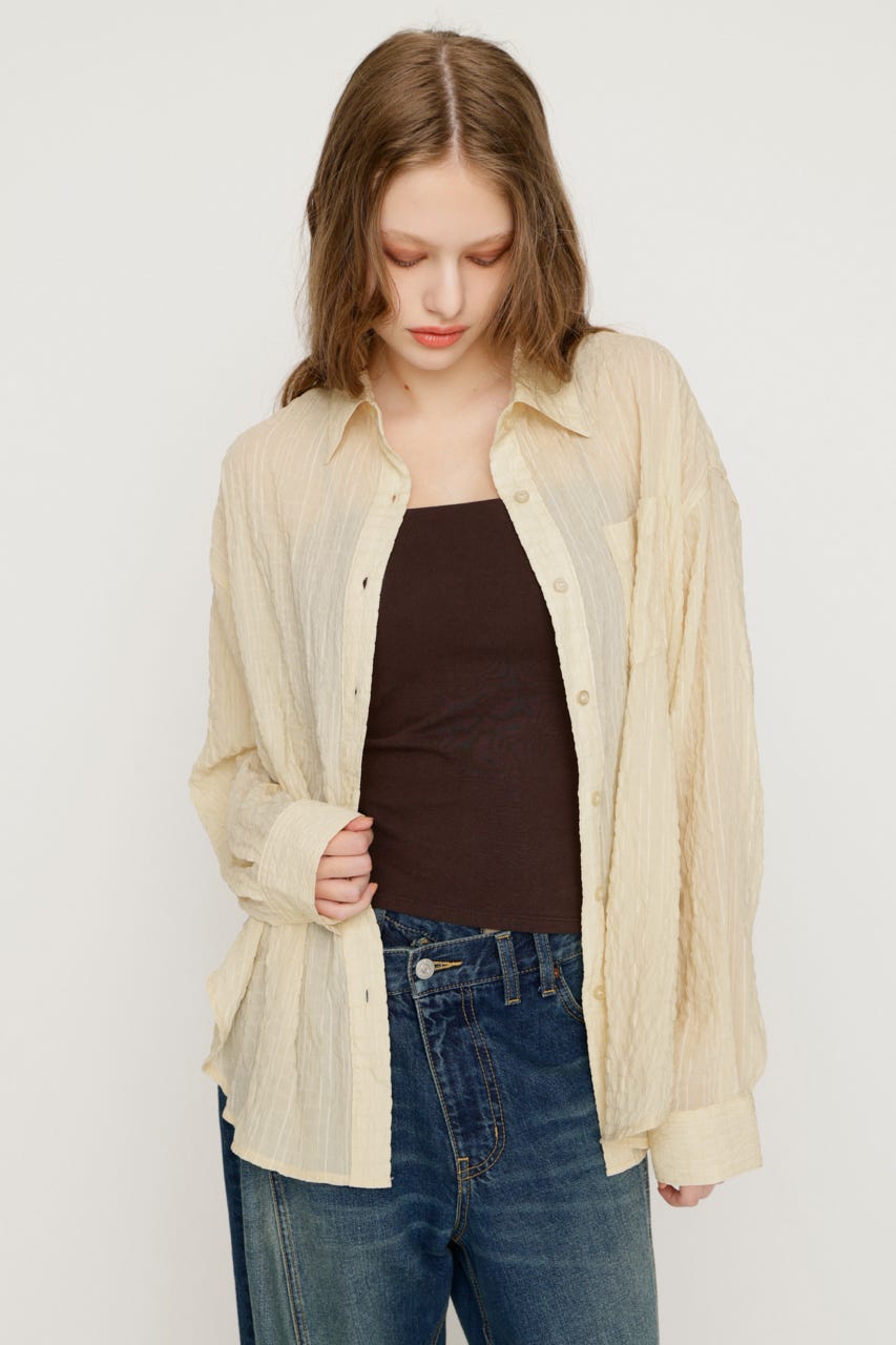 【1BUY5％OFF】SHEER OVER シャツ IVOY FREE