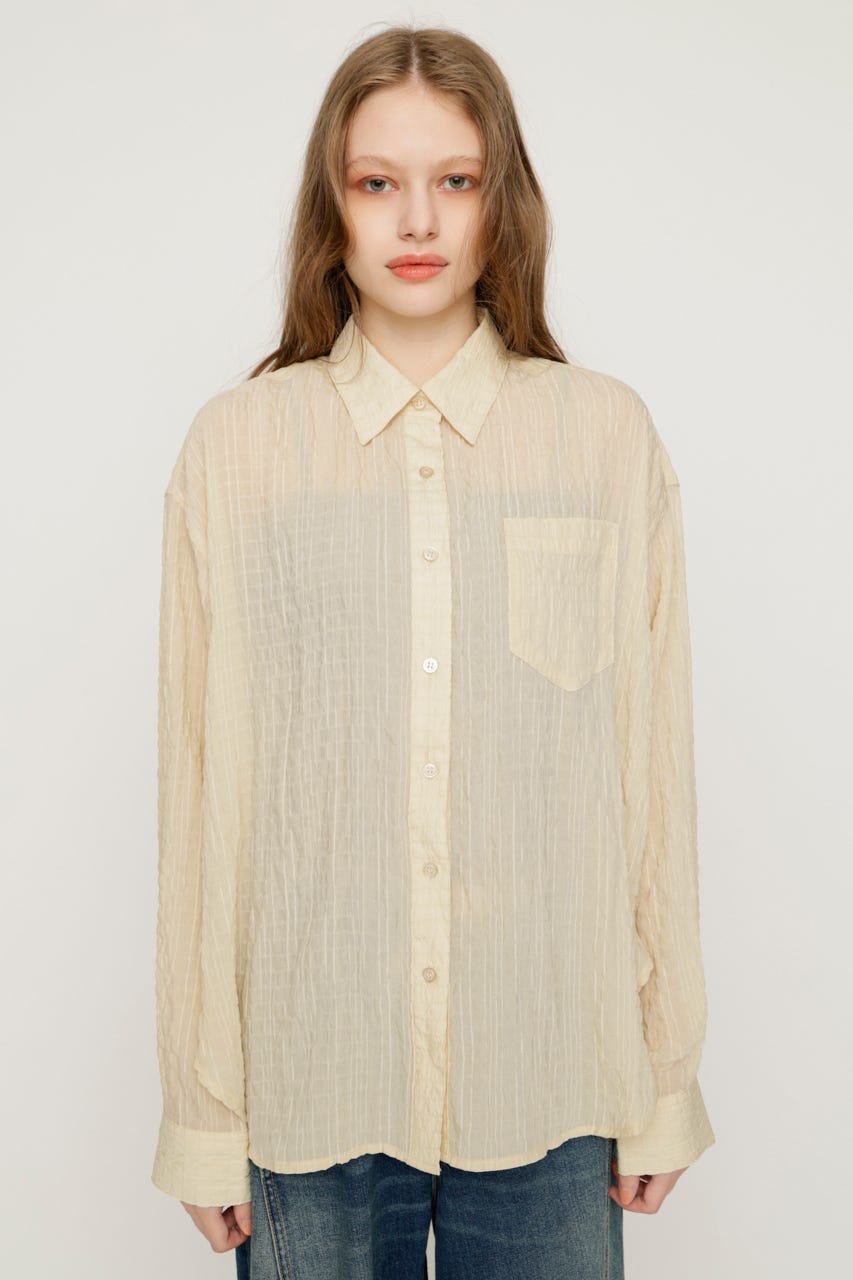 【1BUY5％OFF】SHEER OVER シャツ IVOY FREE