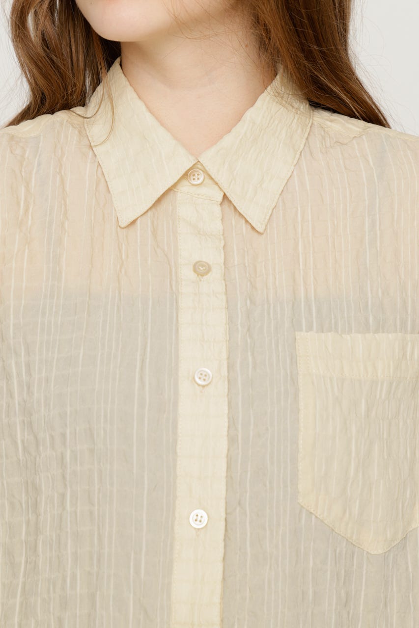 【1BUY5％OFF】SHEER OVER シャツ IVOY FREE