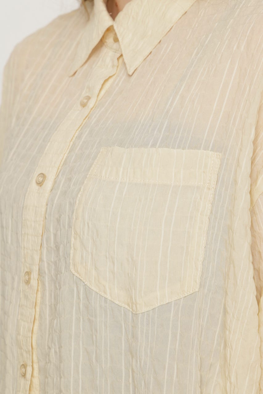 【1BUY5％OFF】SHEER OVER シャツ IVOY FREE