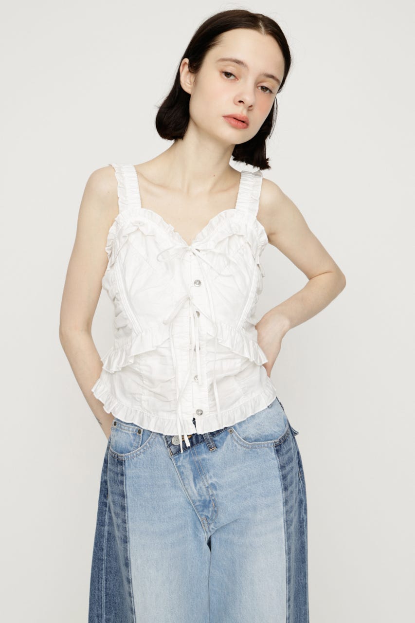 DUNGAREE SQUEEZE CAMI ブラウス WHT FREE