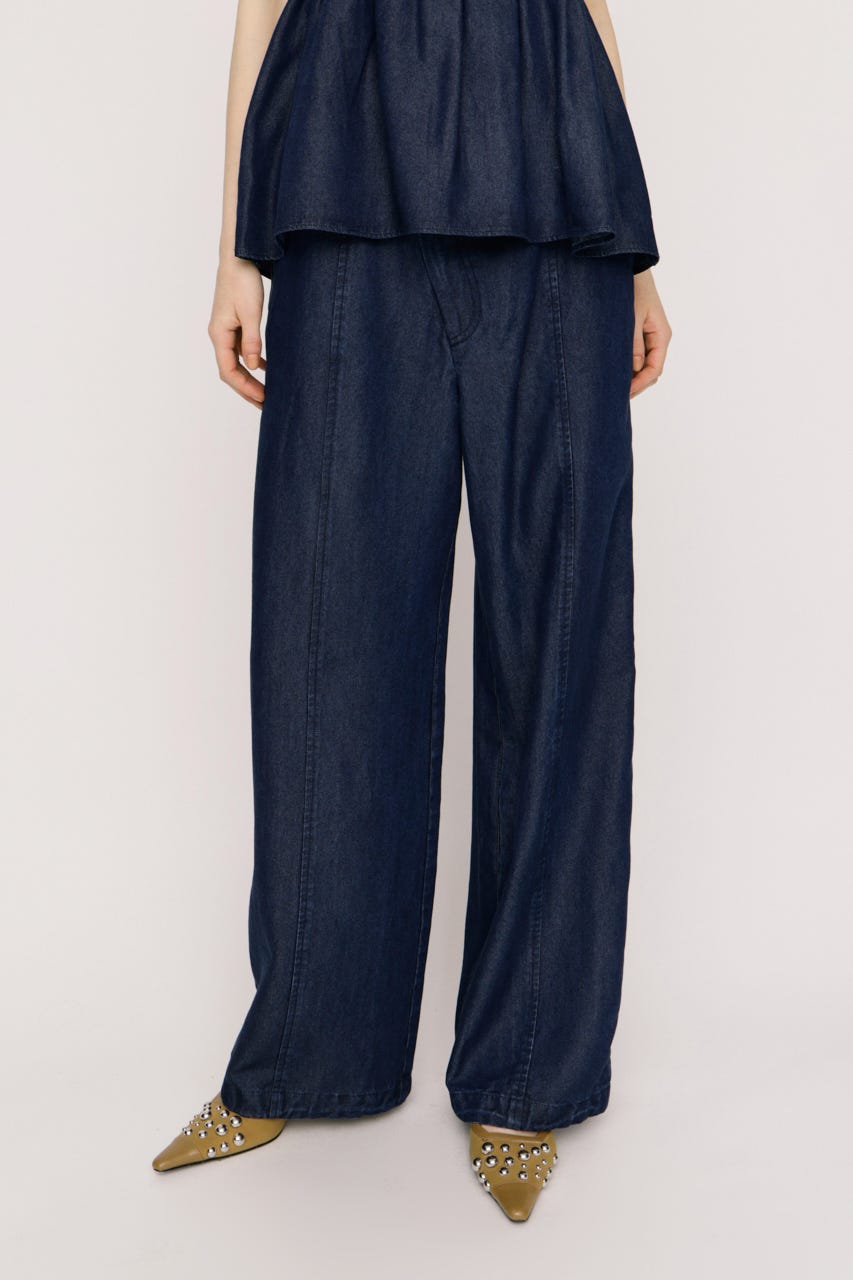 【SNSで話題！】DENIM RIBBON RELAX パンツ BLU 1