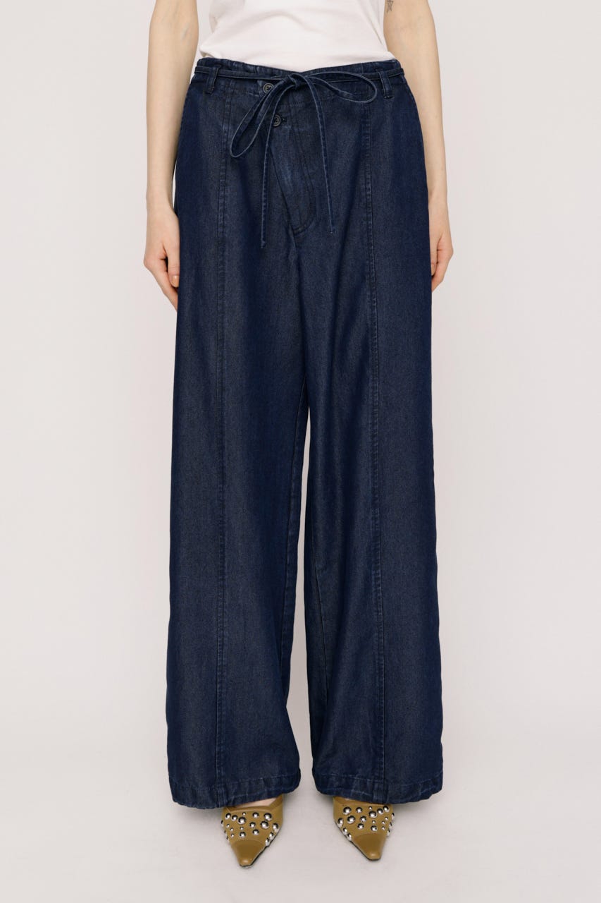 【SNSで話題！】DENIM RIBBON RELAX パンツ BLU 1