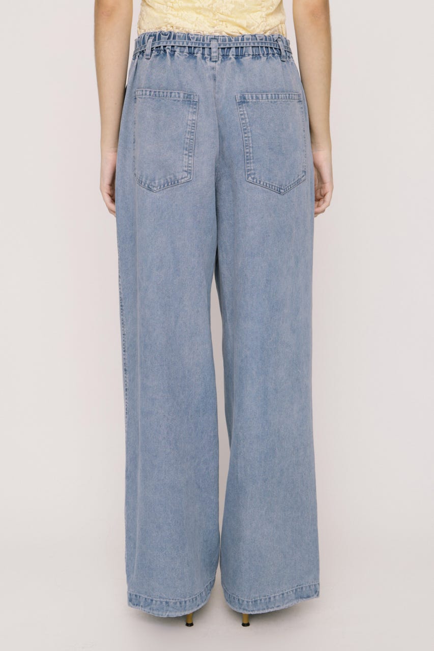 【SNSで話題！】DENIM RIBBON RELAX パンツ L/BLU 2