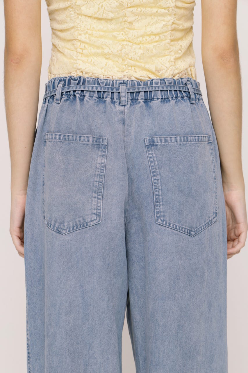 【SNSで話題！】DENIM RIBBON RELAX パンツ L/BLU 2