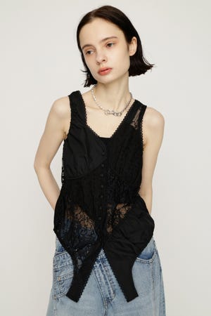 ASYMMETRY PATCHWORK LACE GILET