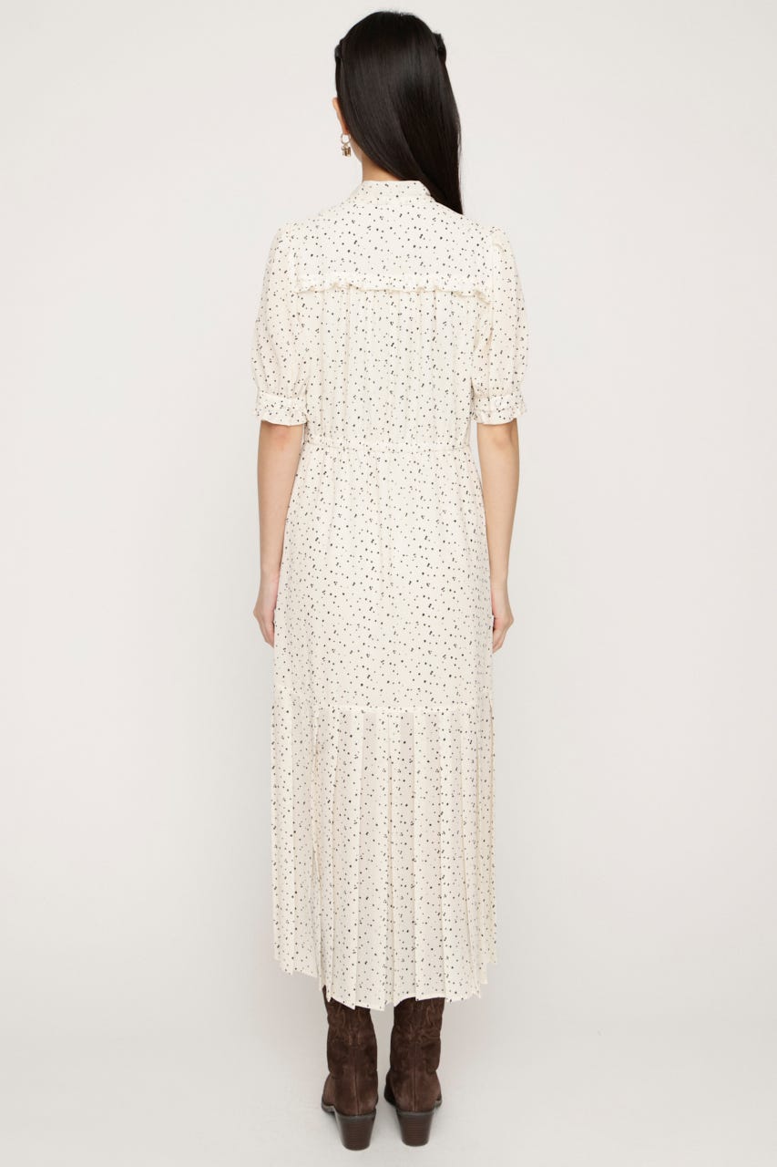 TINY DOTS TIE PLEATS ロングワンピース M/WHT FREE