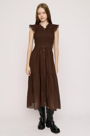 SHIRRING V／N ロングワンピース