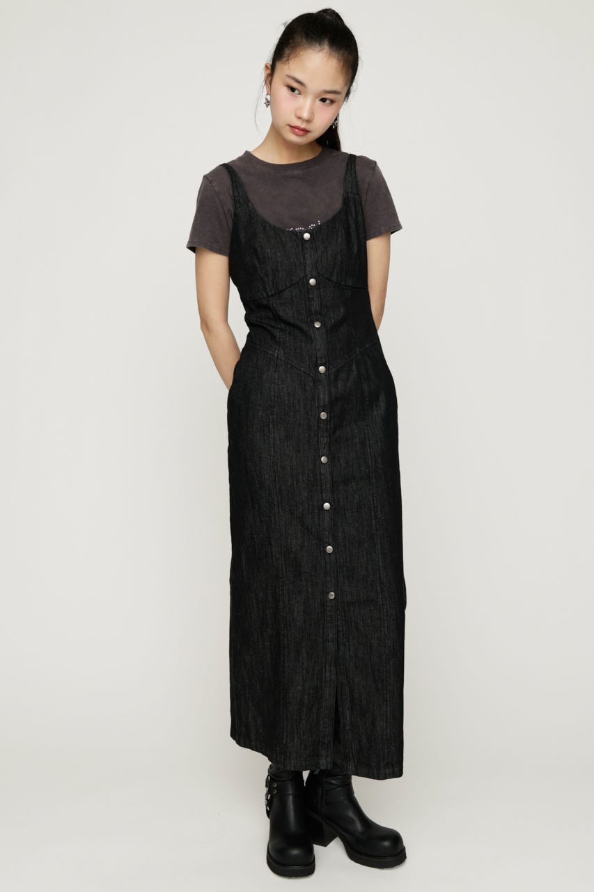 DENIM I LINE CAMI ロングワンピース BLK 1