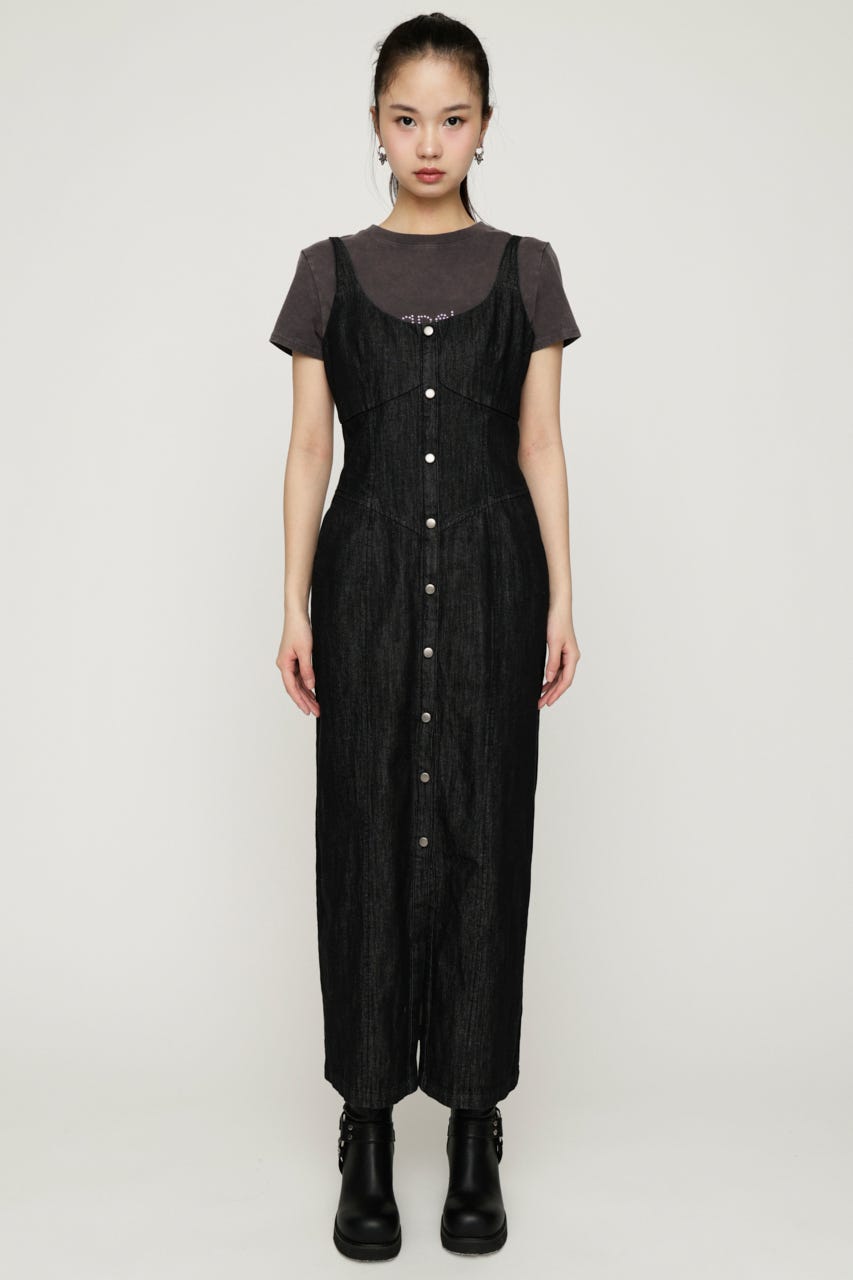 DENIM I LINE CAMI ロングワンピース BLK 1