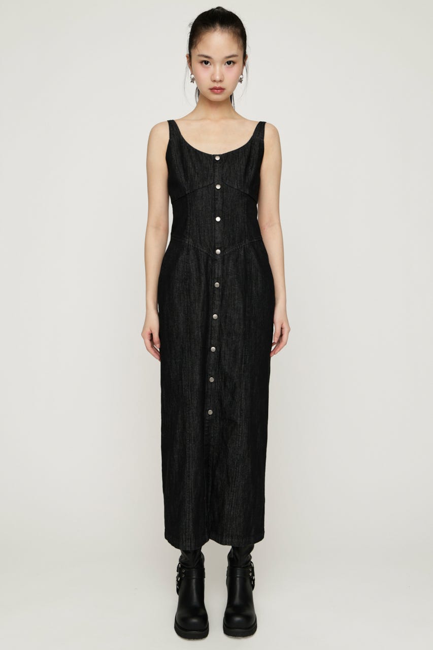 DENIM I LINE CAMI ロングワンピース BLK 1