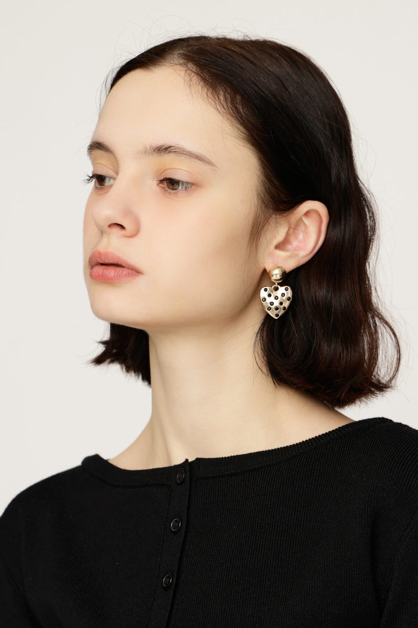 RHINESTONE HEART ピアス GLD FREE