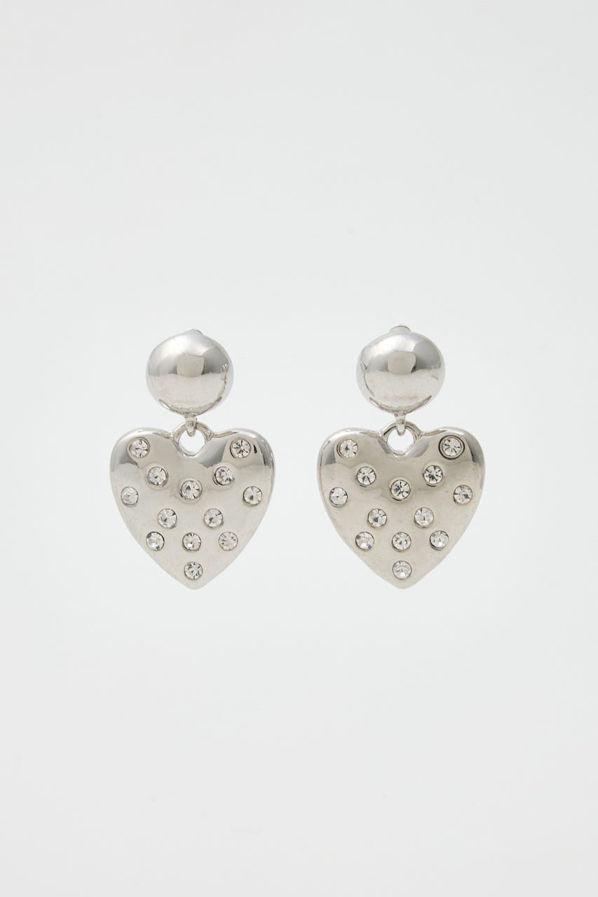 RHINESTONE HEART ピアス SLV FREE