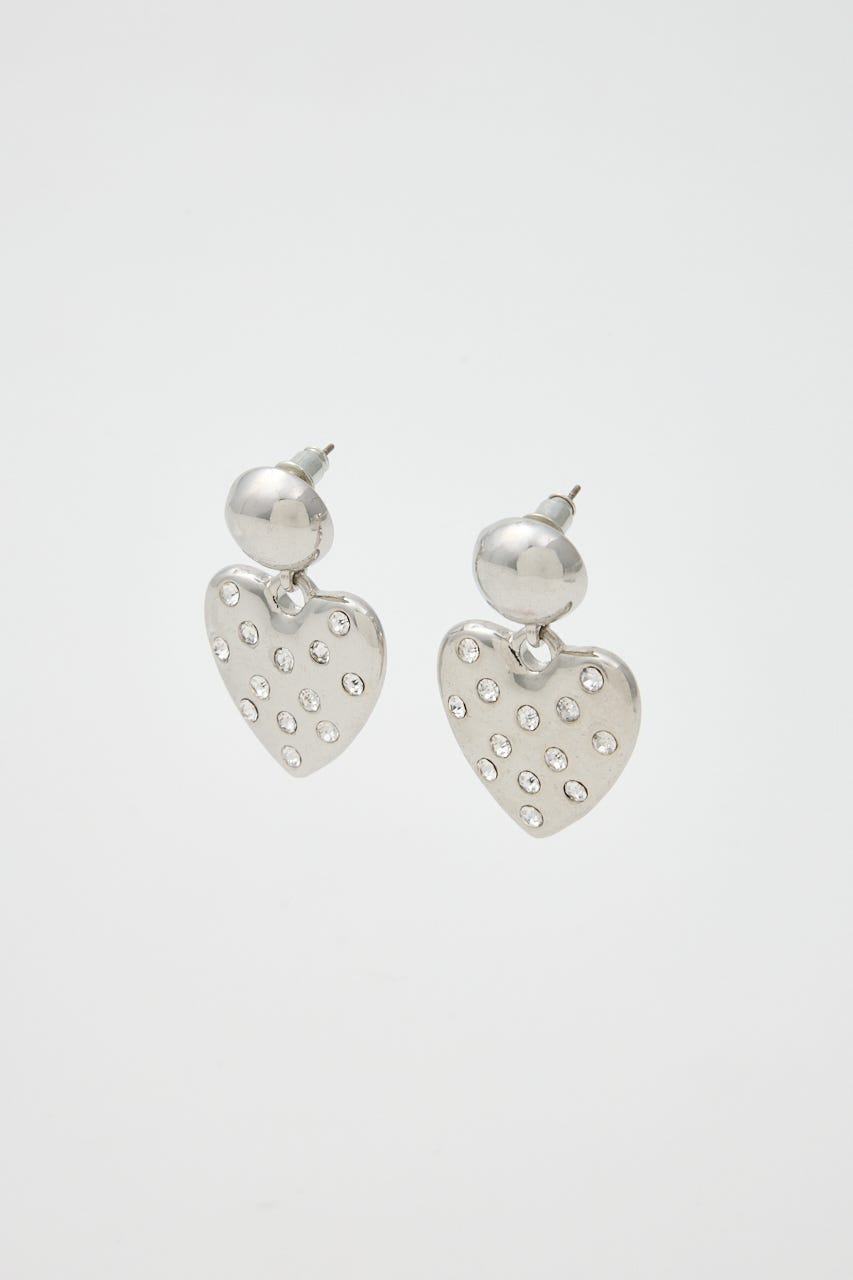 RHINESTONE HEART ピアス SLV FREE