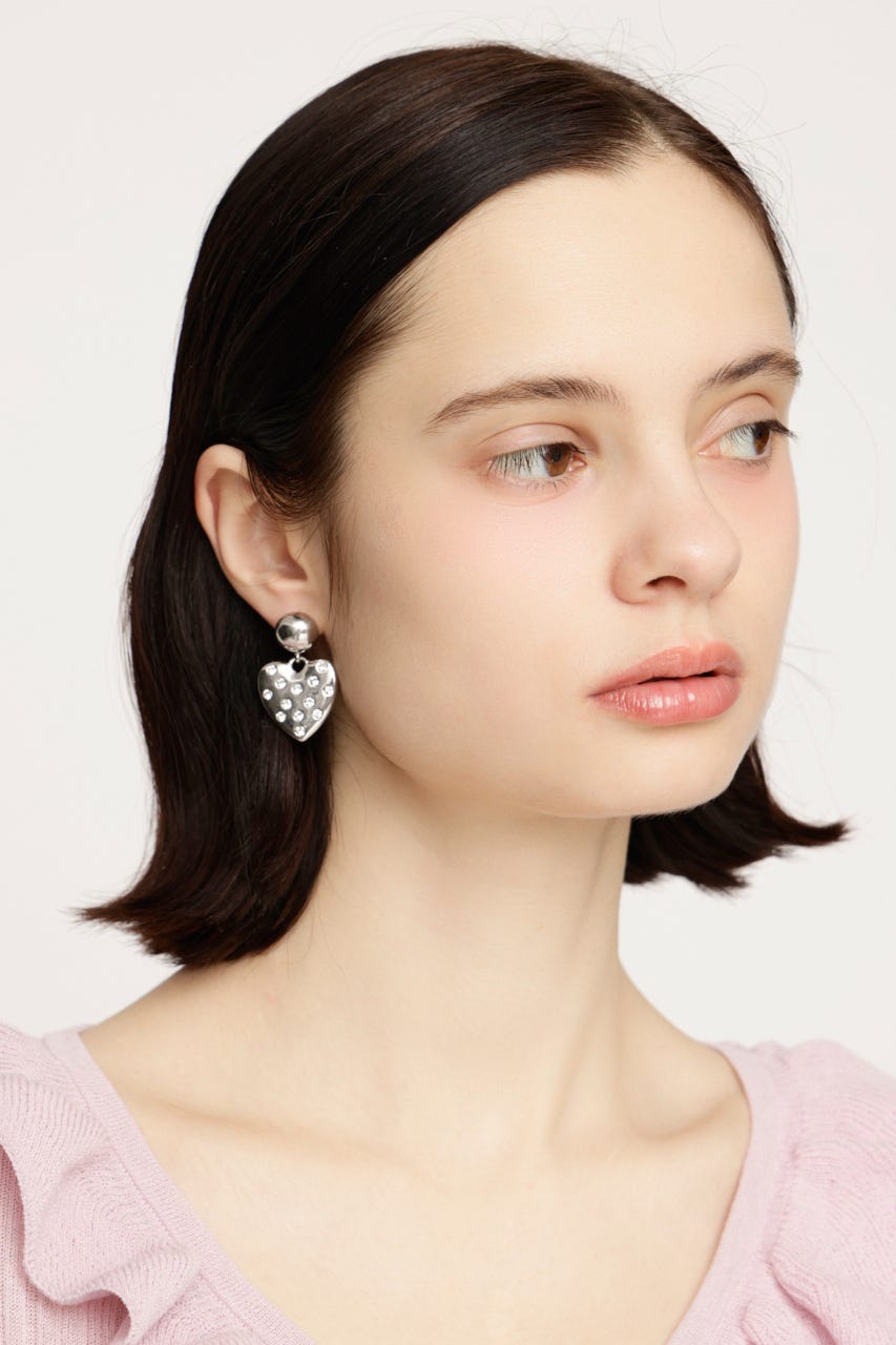 RHINESTONE HEART ピアス SLV FREE