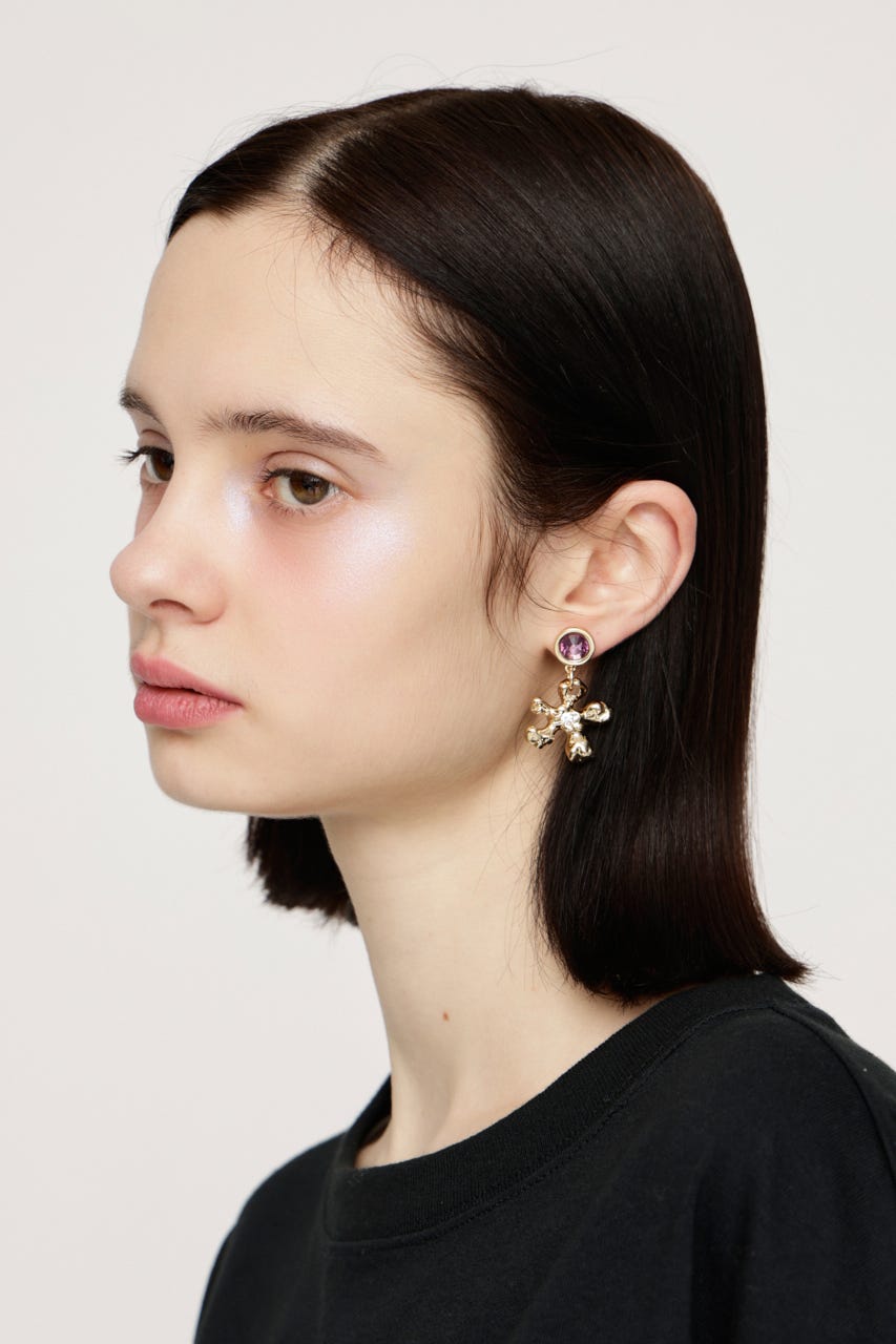 METAL FLOWER ピアス GLD FREE