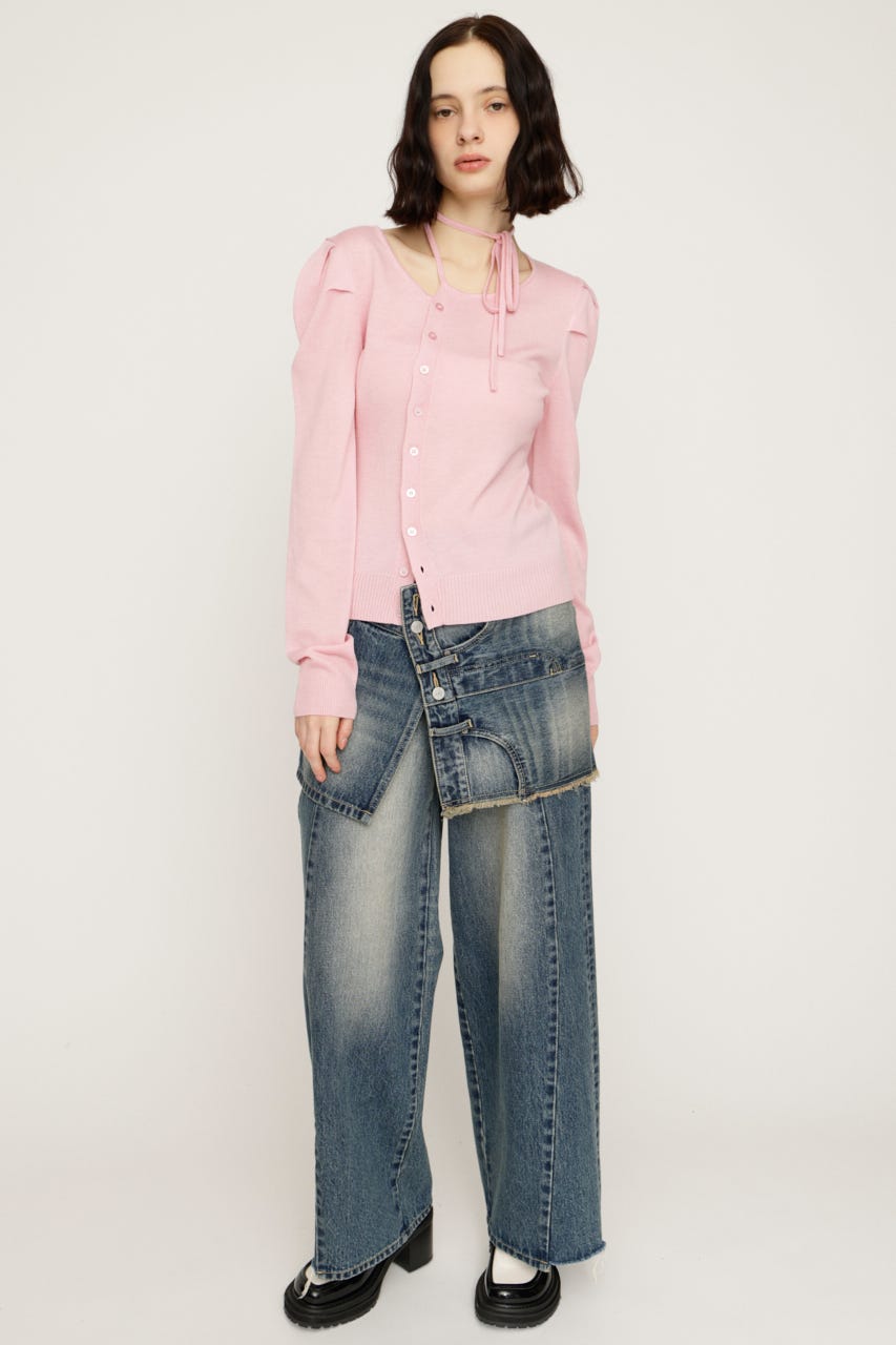 CURVE RIBBON HG PUFF トップス L/PNK FREE