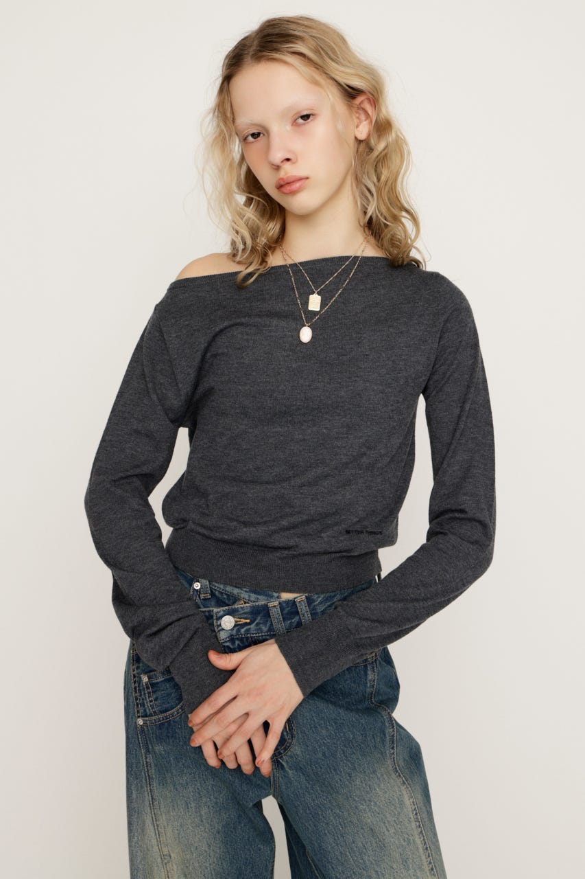 OFF SHOULDER 2WAY HG トップス D/GRY FREE