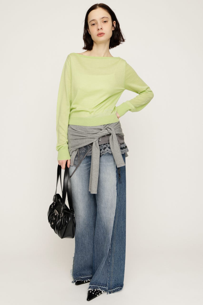 OFF SHOULDER 2WAY HG トップス L/GRN FREE