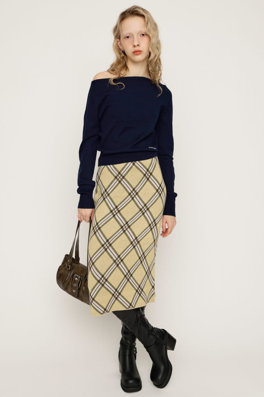 OFF SHOULDER 2WAY HG トップス NVY FREE