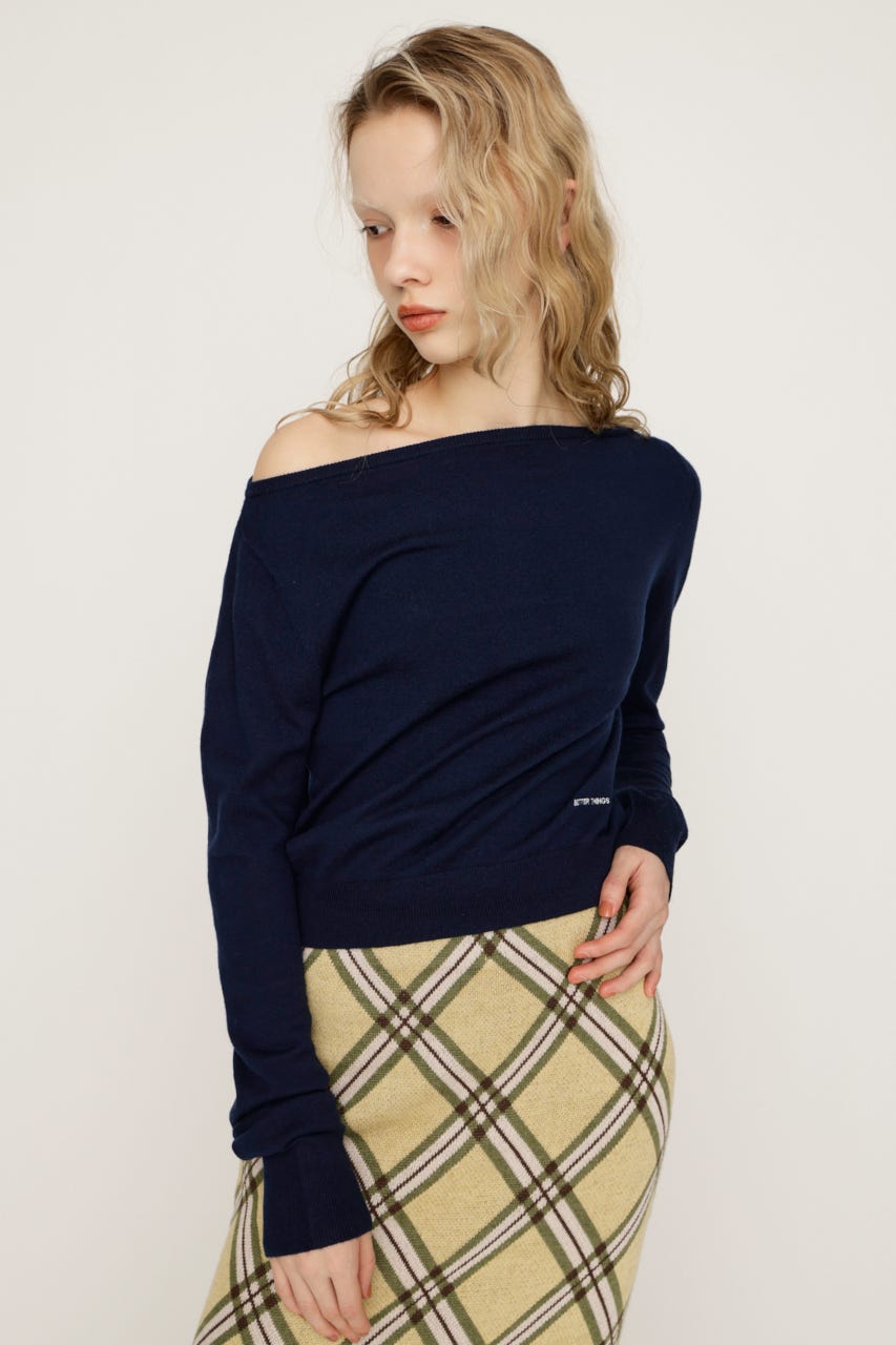 OFF SHOULDER 2WAY HG トップス NVY FREE