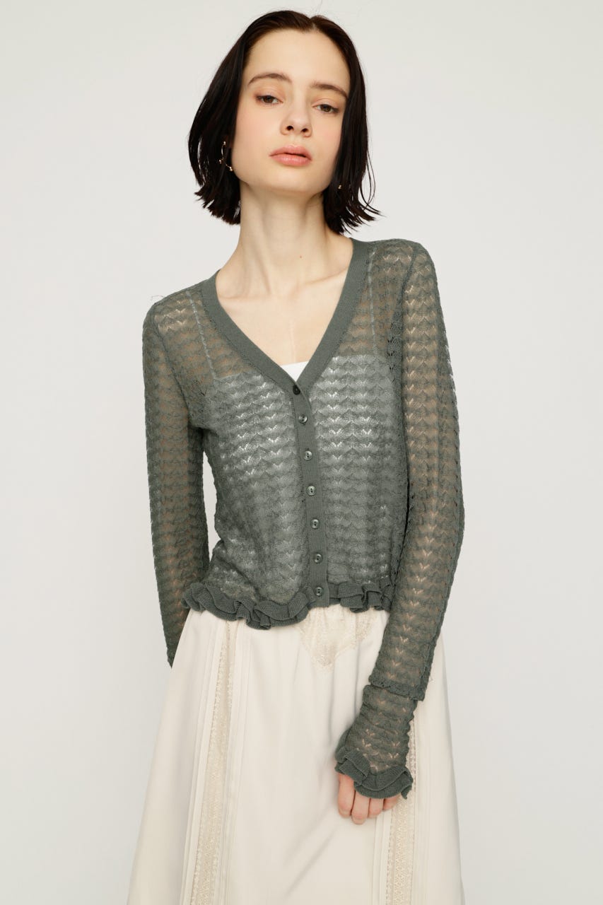 SLY | 【1BUY5％OFF】CROCHET FRILL HG カーディガン (カーディガン