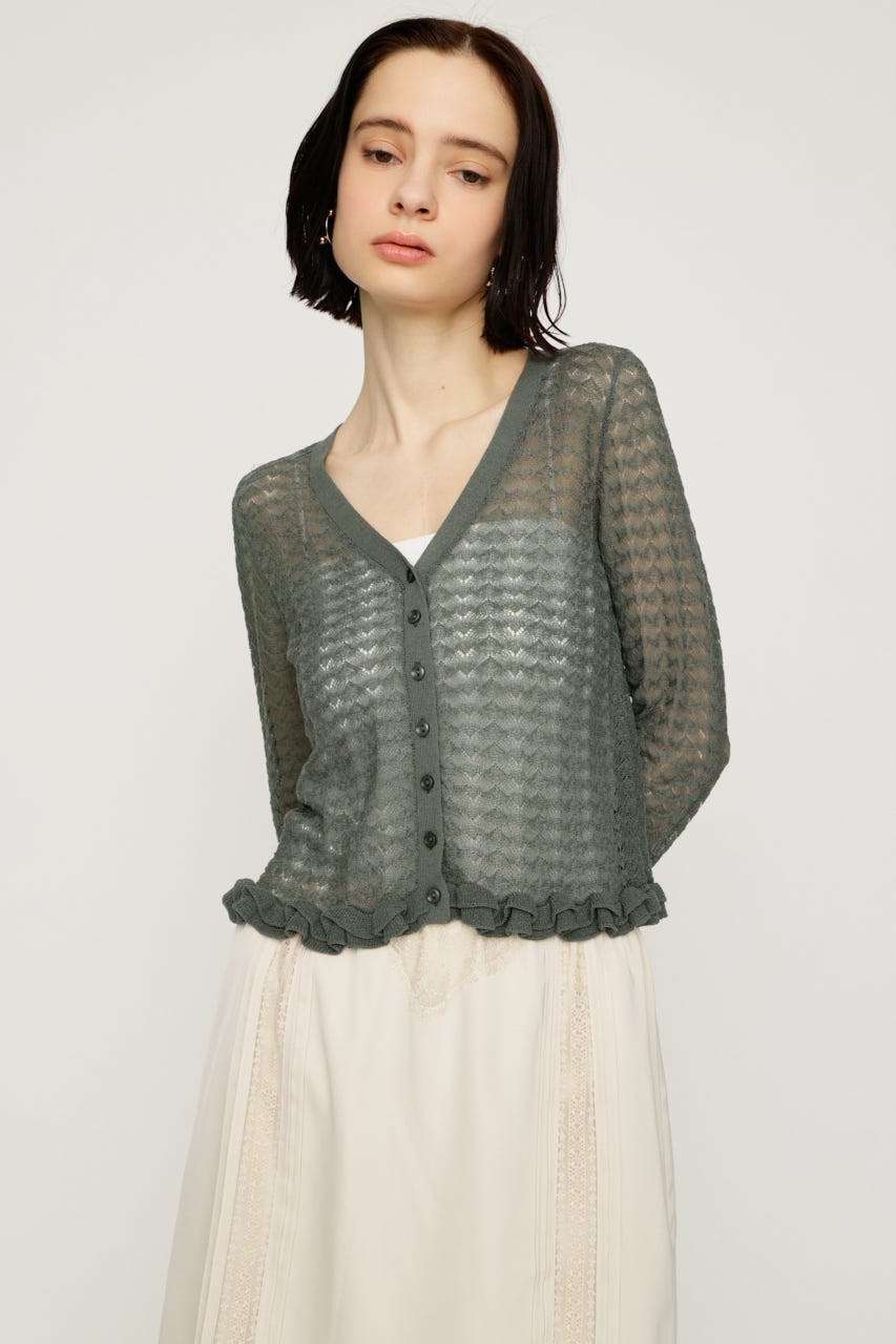 SLY | 【1BUY5％OFF】CROCHET FRILL HG カーディガン (カーディガン