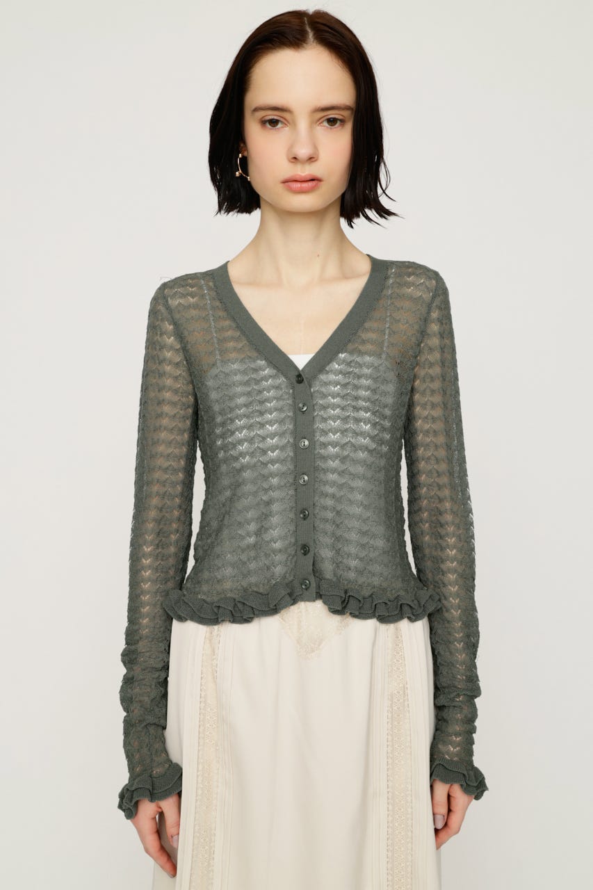 sly CROCHET TOUCH 2P カーディガン 黒 CROCHET TOUCH 2P CD クロシェタッチツーピーカーディガン 春服