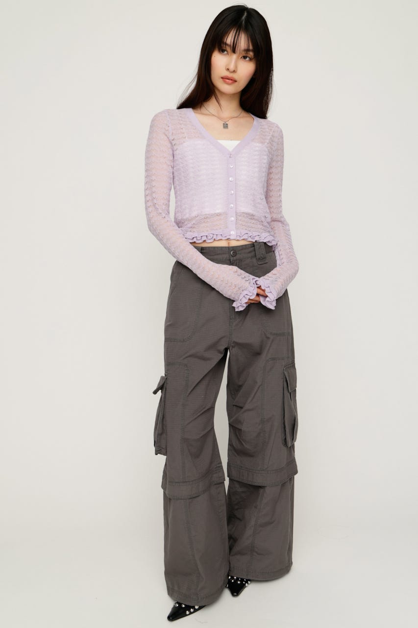 ⚠️りこ⚠️SLY CROCHET MG カーディガン SLY（スライ）の「CROCHET MG C/D クロシェ ミドルゲージ カーディガン