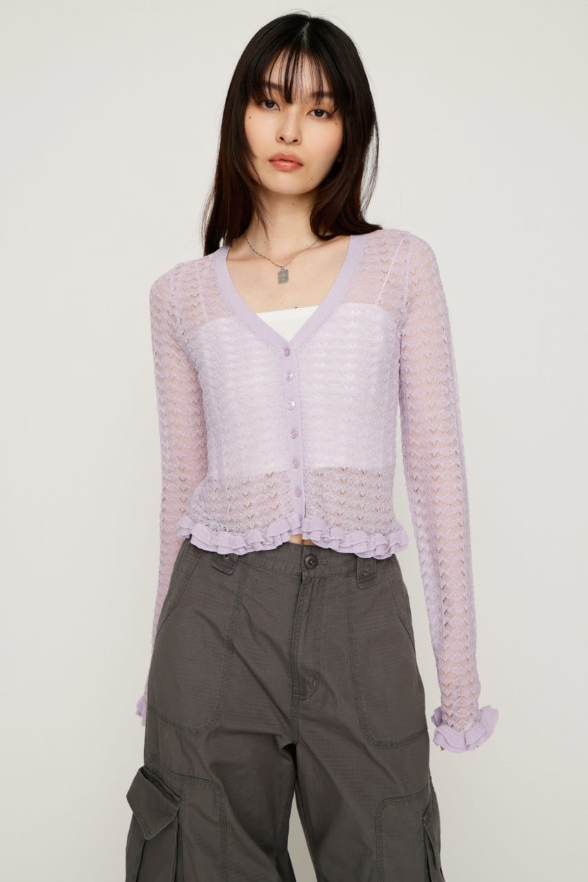 SLY | 【1BUY5％OFF】CROCHET FRILL HG カーディガン (カーディガン