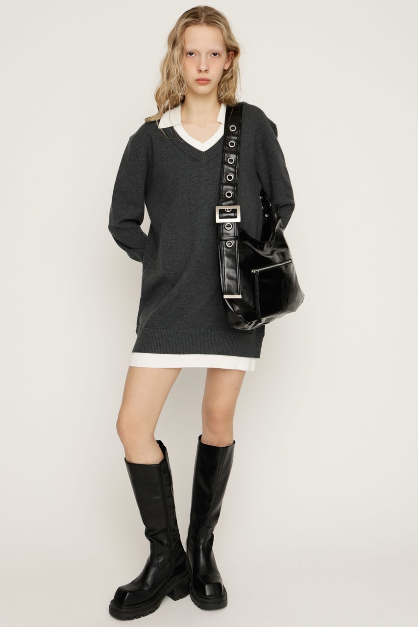 LAYERED V／N HG ワンピース T.GRY FREE