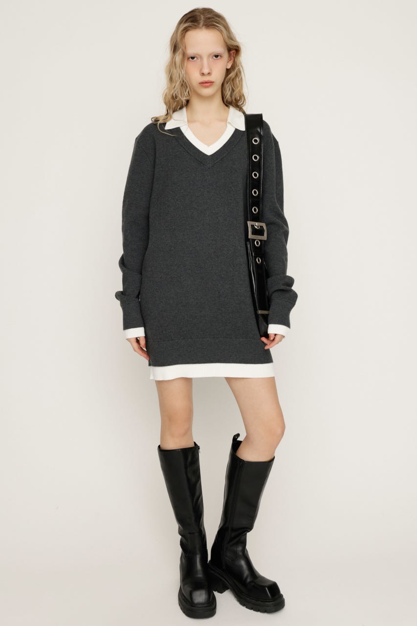 LAYERED V／N HG ワンピース T.GRY FREE