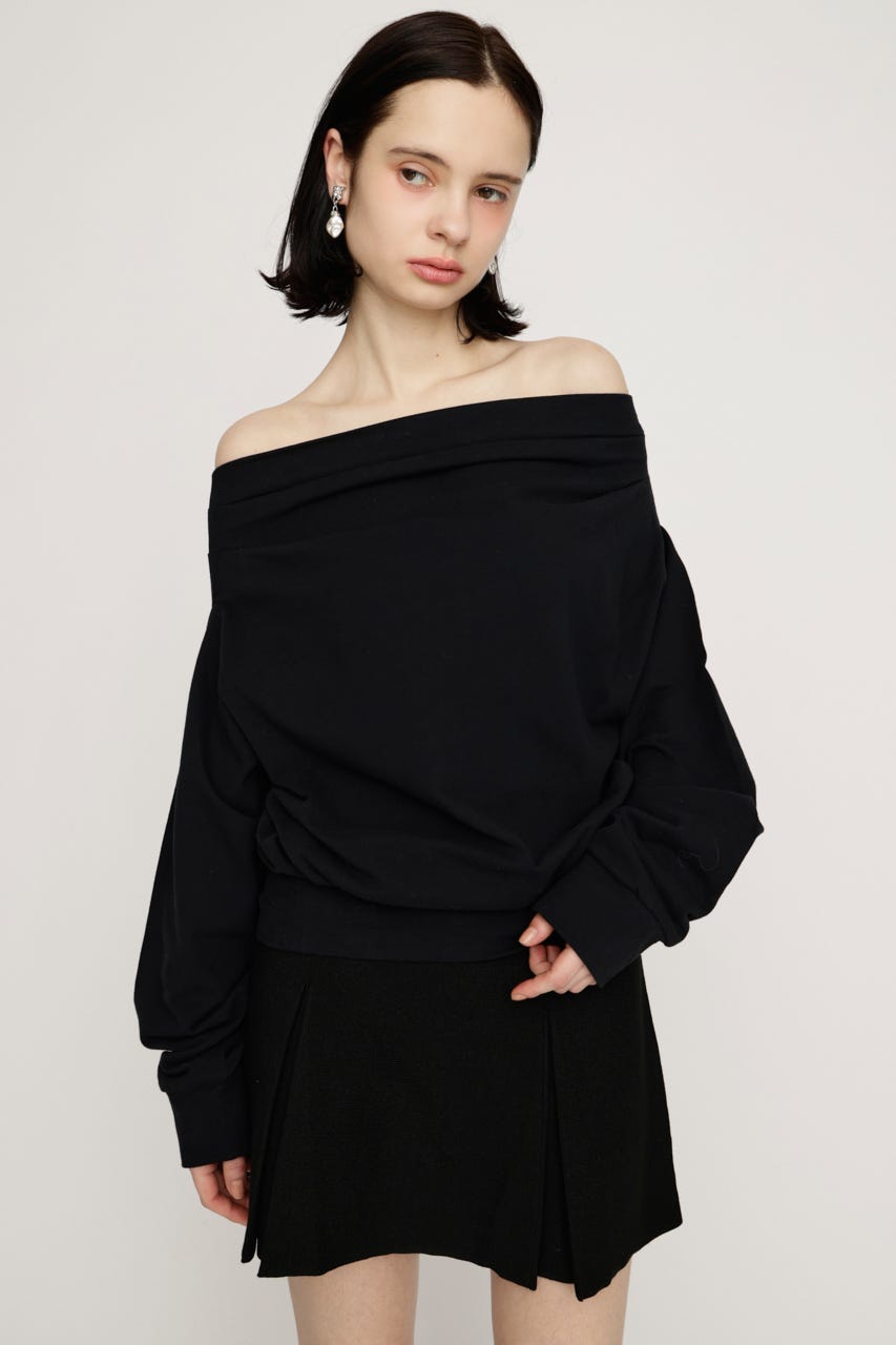 TUCKED OFFSHOULDER トップス BLK FREE