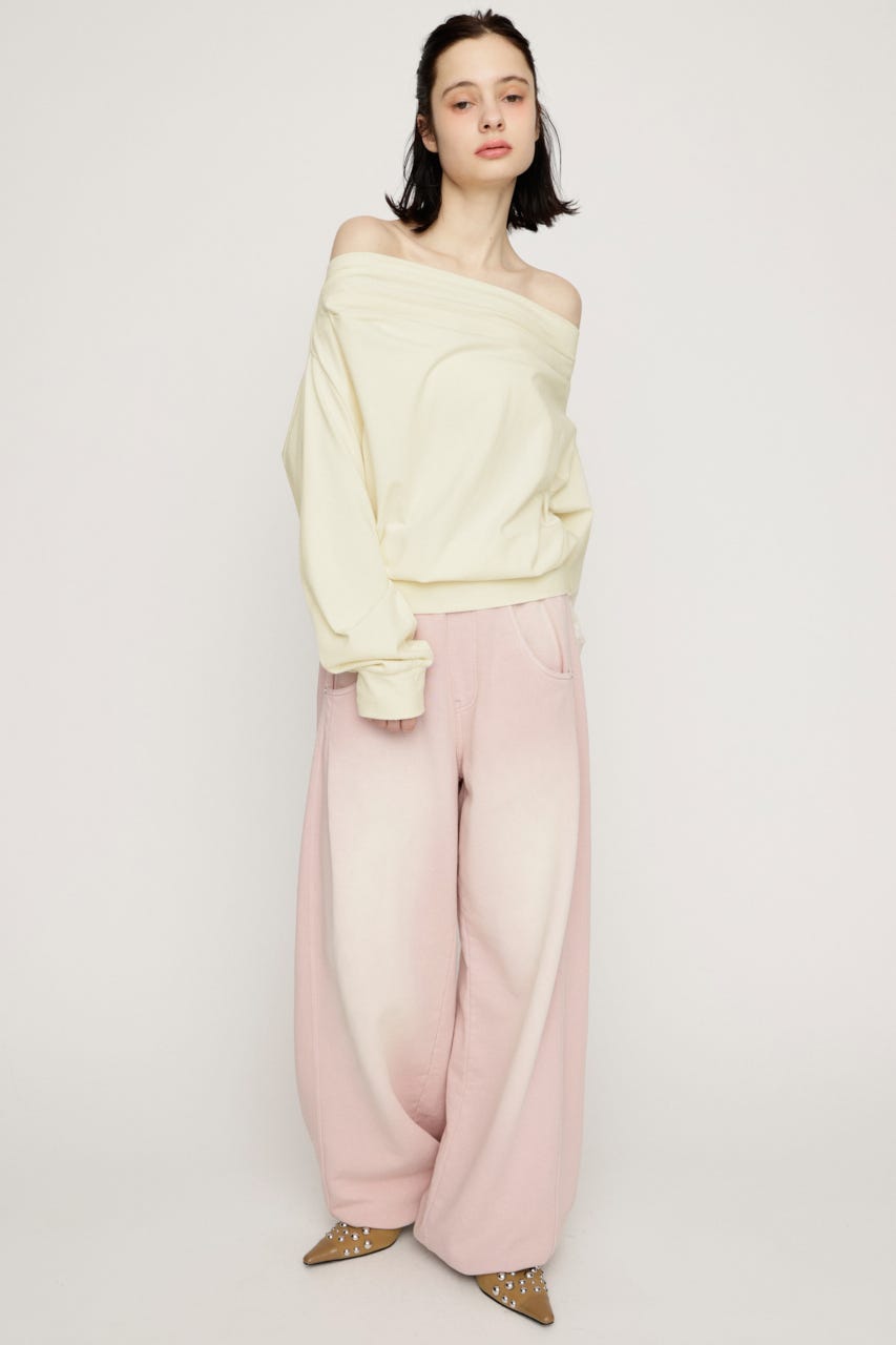 TUCKED OFFSHOULDER トップス L/YEL FREE