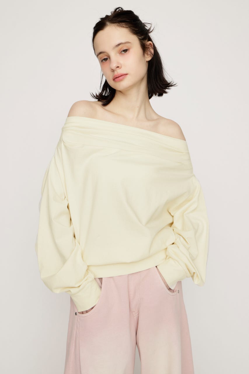 TUCKED OFFSHOULDER トップス L/YEL FREE