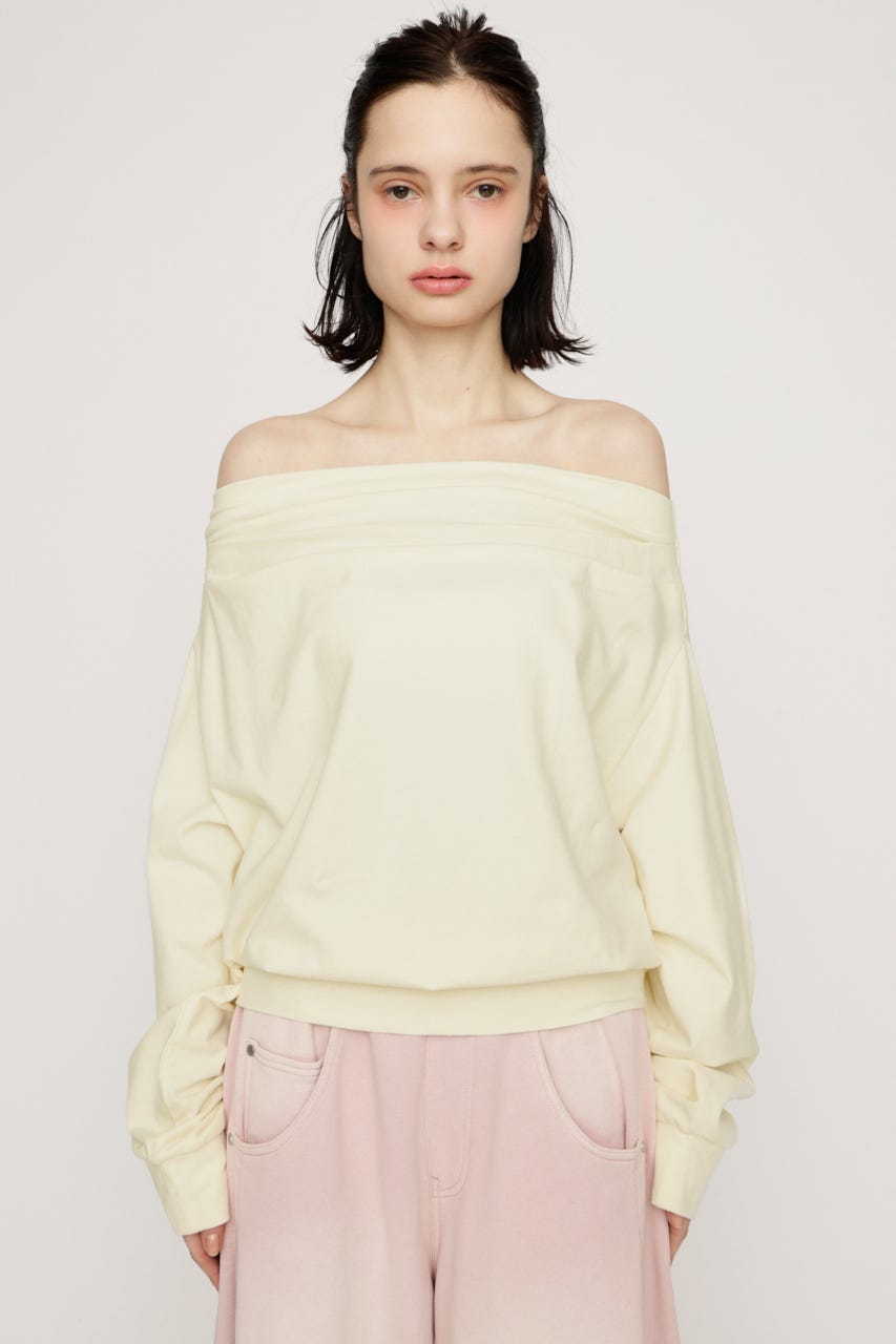 TUCKED OFFSHOULDER トップス L/YEL FREE