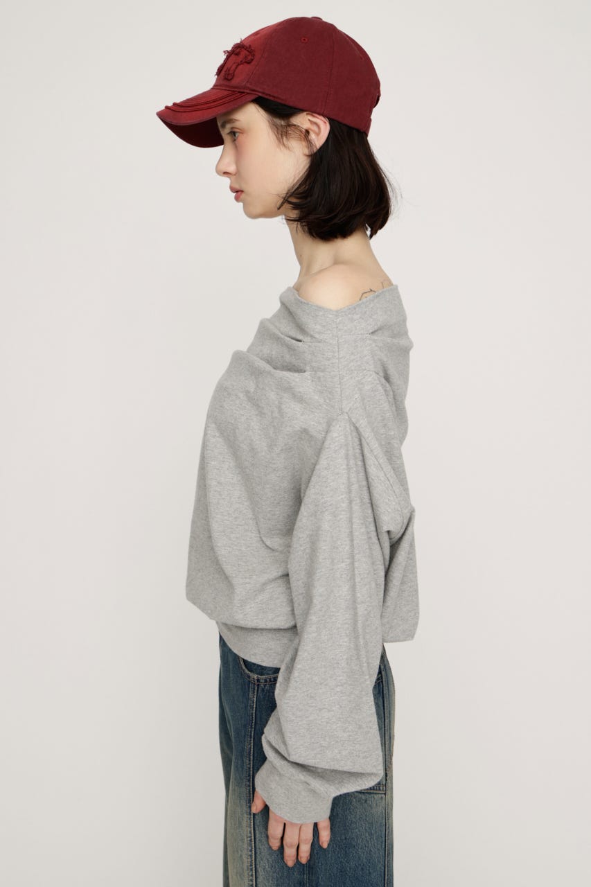 TUCKED OFFSHOULDER トップス T.GRY FREE