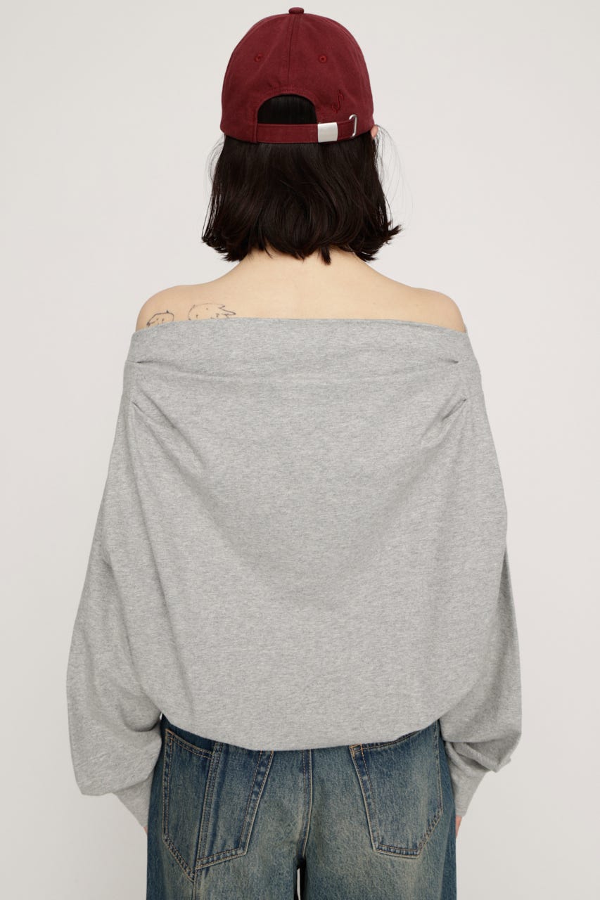 TUCKED OFFSHOULDER トップス T.GRY FREE