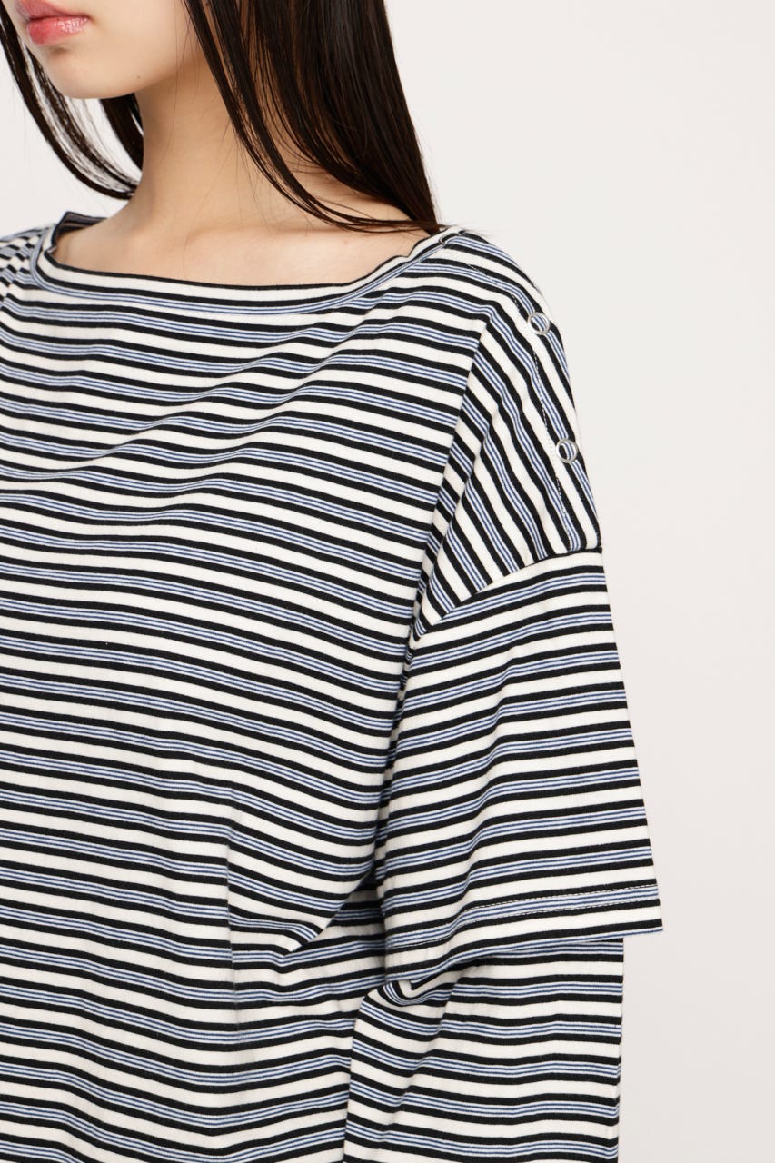 ASYMMETRY BORDER L／S トップス M/BLK FREE