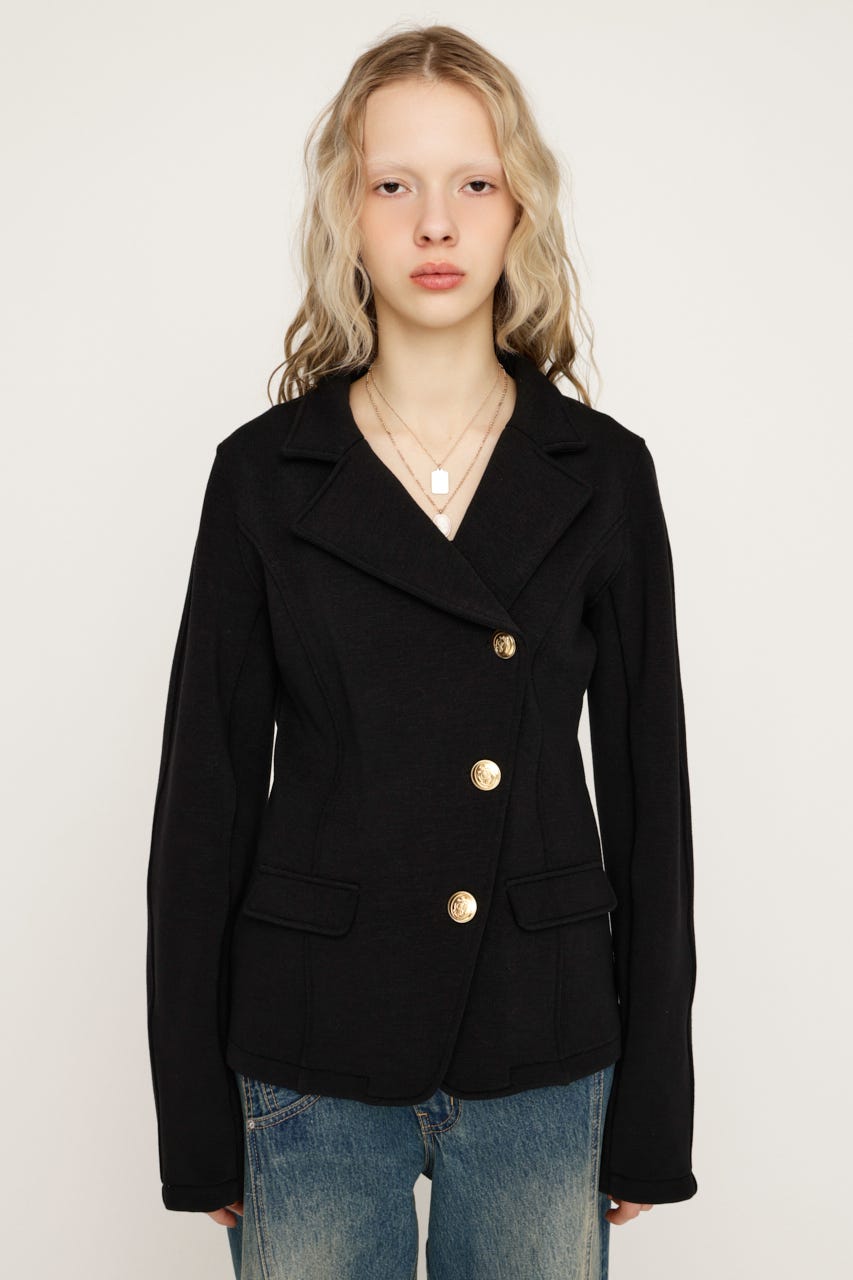 【1BUY5％OFF CAMPAIGN】KNITTING MANNISH TAILORED ジャケット BLK FREE