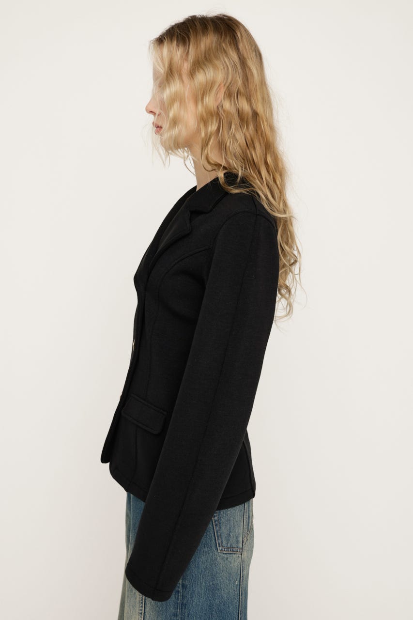 【1BUY5％OFF CAMPAIGN】KNITTING MANNISH TAILORED ジャケット BLK FREE