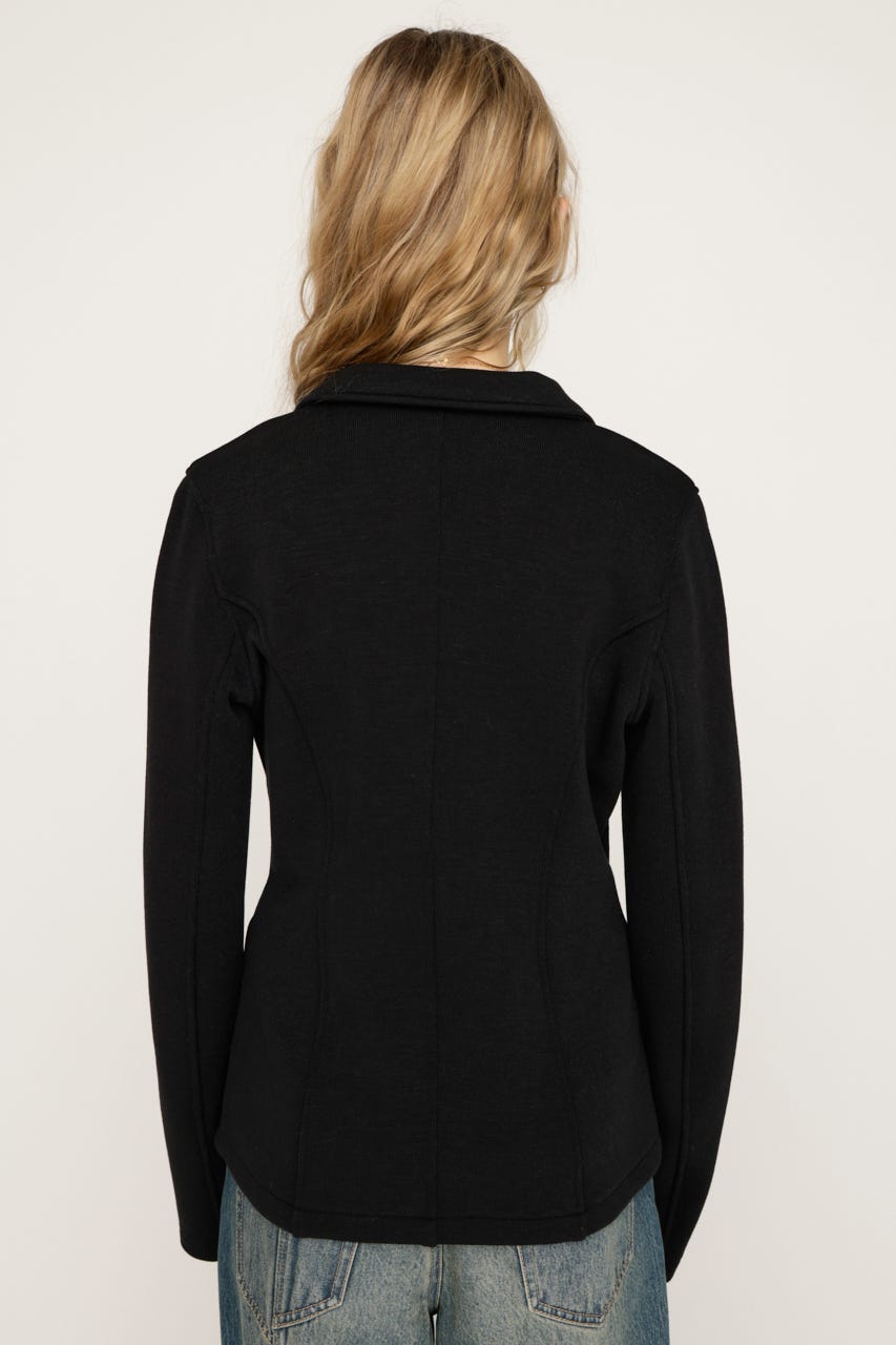【1BUY5％OFF CAMPAIGN】KNITTING MANNISH TAILORED ジャケット BLK FREE