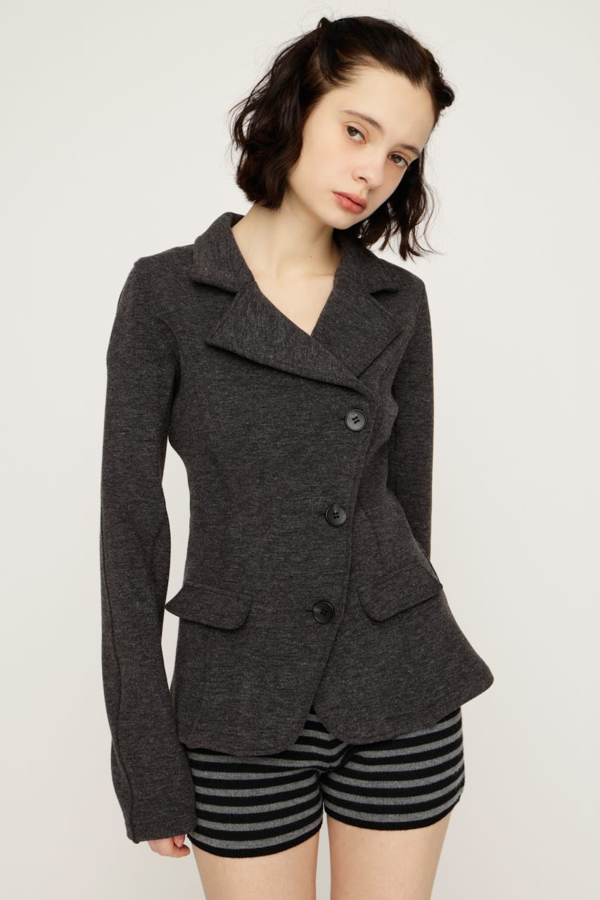 【1BUY5％OFF CAMPAIGN】KNITTING MANNISH TAILORED ジャケット T.GRY FREE